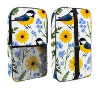 Pickleball Paddle Bag Hold 2 Rackets, Birds with Yellow Daisy Flowers Blue Bellflowers and Leaves Lightweight Pickleball Paddle Cover for Women Men