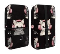 Pickleball Paddle Bag Hold 2 Rackets, Cat Cats Listening to Music Black Background Lightweight Pickleball Paddle Cover for Women Men