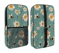 Pickleball Paddle Bag Hold 2 Rackets, Cute Bees and Daisies on Green Background Lightweight Pickleball Paddle Cover for Women Men