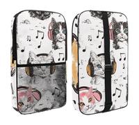 Pickleball Paddle Bag Hold 2 Rackets, Cute Cat Kittens Listening to Music Lightweight Pickleball Paddle Cover for Women Men