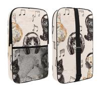 Pickleball Paddle Bag Hold 2 Rackets, Cute Cats Listening to Music with Headphones Lightweight Pickleball Paddle Cover for Women Men