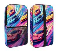 Pickleball Paddle Bag Hold 2 Rackets, Race Cars with Vibrant Colors on The Racing Track Lightweight Pickleball Paddle Cover for Women Men
