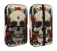 Pickleball Paddle Bag Hold 2 Rackets, Skull and Flowers Day of The Dead Lightweight Pickleball Paddle Cover for Women Men