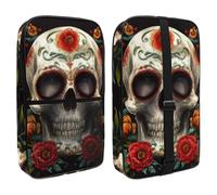 Pickleball Paddle Bag Hold 2 Rackets, Vintage Skull and Flowers Day of The Dead Lightweight Pickleball Paddle Cover for Women Men