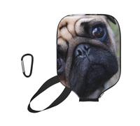 Pickleball Paddle Covers, Funny Pug Dog Look At You | Scratch Resistant Thickened Fabric Outer Mesh Pocket Padel Racket Protector Storage Case for Sport Travel Match Indoor Courts