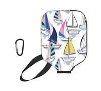 Pickleball Paddle Covers, Hand Drawn Sketch Sailboats | Scratch Resistant Thickened Fabric Outer Mesh Pocket Padel Racket Protector Storage Case for Sport Travel Match Indoor Courts