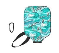 Pickleball Paddle Covers, Waves Sketch Seagull Birds | Scratch Resistant Thickened Fabric Outer Mesh Pocket Padel Racket Protector Storage Case for Sport Travel Match Indoor Courts