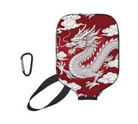 Pickleball Paddle Covers with Zipper, Chinese Dragon Oriental Pattern | Raunew Neoprene Racket Sleeve with Zipper, 11.6 X 8.7 Inches Lightweight Protective Paddle Case for Most Pickleball Paddles