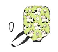 Pickleball Paddle Covers with Zipper, Daisy Cow Print Funny | Raunew Neoprene Racket Sleeve with Zipper, 11.6 X 8.7 Inches Lightweight Protective Paddle Case for Most Pickleball Paddles