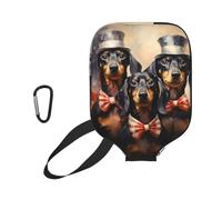 Pickleball Paddle Covers with Zipper, Uncle Sam Dachshund Trio | Raunew Neoprene Racket Sleeve with Zipper, 11.6 x 8.7 Inches Lightweight Protective Paddle Case for Most Pickleball Paddles