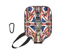 Pickleball Paddle Covers with Zipper, Union Jack Big Ben Art | Raunew Neoprene Racket Sleeve with Zipper, 11.6 x 8.7 Inches Lightweight Protective Paddle Case for Most Pickleball Paddles