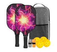 Pickleball Paddle Set - Fiberglass Rackets with Cushions, Handle, Indoor Outdoor Paddle Kit | Lightweight Sports Accessories with 4 Balls and Carry Bag, Ideal for Beginners and Pros for Family Game