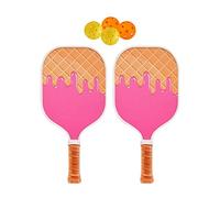 Pickleball Paddle Set Includes 2 Rackets 4 Pickleballs for Sports Beginners, Pink, Style D