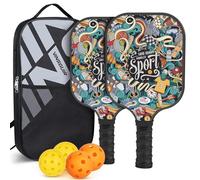 Pickleball Paddle Set - USAPA Approved Carbon Fiber Pickle Ball Rackets for Pros, Lightweight Graphite & Carbon Fiber Paddles with Honeycomb Core, 2 Padels, 4 Balls & Carry Bag