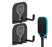 Pickleball Paddle Wall Mount - Racket Hanger | No-Drill Racket Storage Rack | 2-Pack Rackét Hooks with Silicone Protection, Space-Saving Wall-Mounted for Tennis Badminton Pickleball, Garage