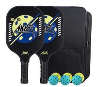 Pickleball Paddles, AKLOT Pickleball Set 2 Pcs Pickle Ball Raquette Fiberglass Racquets for Women and Men Indoor or Outdoor Play with 6 Balls,Carry Bag