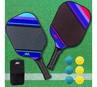 Pickleball Paddles, AKLOT Pickleball Set 2 Pcs Pickle Ball Raquette Fiberglass Racquets for Women and Men Indoor or Outdoor Play with 6 Balls,Carry Bag