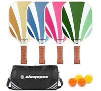 Pickleball Paddles | Pickleball Set for Beginners | Honeycomb Core & Fiberglass Paddles, Lightweight Racket | Includes 4 Pickleballs and Oxford Cloth Bag | Ideal Outdoor Gift for Family