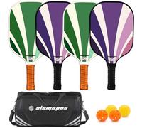 Pickleball Paddles | Pickleball Set for Beginners | Honeycomb Core & Fiberglass Paddles, Lightweight Racket | Includes 4 Pickleballs and Oxford Cloth Bag | Ideal Outdoor Gift for Family
