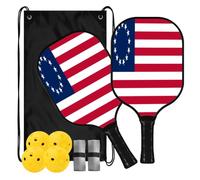 Pickleball Paddles Set of 2 Betsy Ross Flag | Pickle Ball for Men, Women, Beginners & Intermediate with 4 Pickleballs and 1 Carrying Case