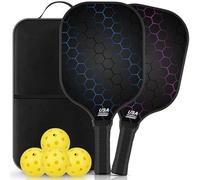 Pickleball Paddles Set of 2 Carbon Fiber USAPA Approved Pickle Ball Paddle Outdoor Indoor Rackets 4 Pickleballs Racquet Gifts Racket Equipment Accessories for Beginners Intermediate Pro Players