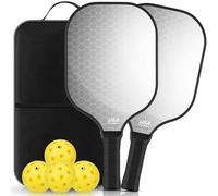 Pickleball Paddles Set of 2 Carbon Fiber USAPA Approved Pickle Ball Paddle Racket Outdoor Indoor Rackets 4 Pickleballs Racquet Gifts Equipment Accessories for Beginners Intermediate Pro Players