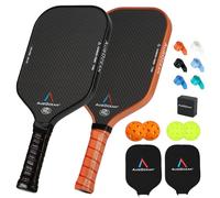 Pickleball Paddles Set of 2,Carbon Pickleball Paddle Set Pro,3K Raw Carbon Fiber Surface with High Grit and Spin,T700SC Carbon Fiber Pickle ball Rackets 16 MM,USAPA Approved,2 Covers(Black-brown 2PCS)