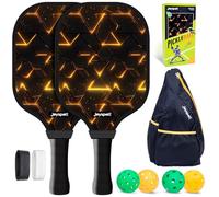 Pickleball Paddles Set of 2, Fiberglass Pickle Ball Rackets, Lightweight Paddle Set Includes 4 Outdoor Indoor Balls, 2 Grip Tapes & Carry Bag, Oversized Sweet Spot for Men, Women, Adult, Teenager