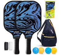 Pickleball Paddles Set of 2, Fiberglass Surface & Polypropylene Honeycomb Core, Lightweight 7.5oz, Cushioned Grip & Large Sweet Spot, Pickle Ball Rackets with 4 Balls and Bag for Beginner Men Women