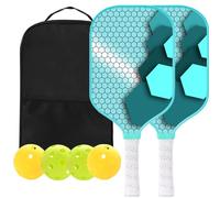Pickleball Paddles Set of 2, Lightweight USAPA T300 Carbon Fiberglass pickleball set, Non-Slip Grip, Indoor & Outdoor Balls & Carry Bag for Outdoor Men Women kids (Blue Pickleball Paddles Set of 2)