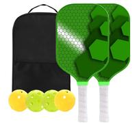Pickleball Paddles Set of 2, Lightweight USAPA T300 Carbon Fiberglass pickleball set, Non-Slip Grip, Indoor & Outdoor Balls & Carry Bag for Outdoor Men Women kids (Green Pickleball Paddles Set of 2)