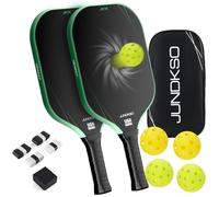 Pickleball Paddles Set of 2 - Multiple Layers Composite Carbon Fiber Pickle Racket -USAPA Approved 14mm Lightweight Honeycomb Core -with Strong Spin -Men's and Women's Outdoor Indoor Game Set Green