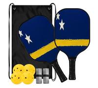 Pickleball Paddles Set of 2 Oil Painting Flag Cura?ao | Pickle Ball Training for Beginner Intermediate with Carrying Bag