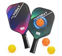 Pickleball Paddles Set of 2, USAPA Approved Fiberglass Pickle Ball Paddles with 4 Pickle Balls, Durable &Lightweight Racket for Beginners, Pros, Men, Women, Adults, Kids (Mix 2)