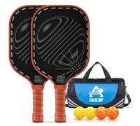Pickleball Paddles Set of 2, USAPA Approved Pickle ball Racket, Polypropylene Honeycomb Core, Fiberglass Pickle-ball Set with 2 Pickleball Rackets, 4 Balls, 1 Bag for Women and Men (BLACK)