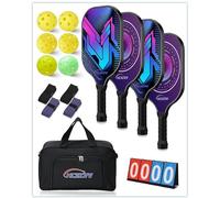 Pickleball Paddles Set of 4 - Includes 4 Paddles, 6 Balls, 2 Glow-in-the-Dark Balls, 1 Bag, 1 Scoreboard, 4 Grip Tapes - Rackets