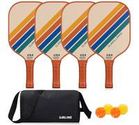 Pickleball Paddles Set of 4 Pickle Ball Rackets,USAPA Approved Pickleball Set of 4 Paddles,Fiberglass Surface & 13MM PP Honeycomb Core,Breathable Handle,4 Indoor & Outdoor Balls,1 Bag