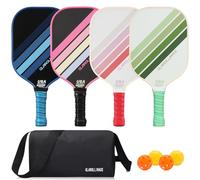Pickleball Paddles Set of 4 Pickle Ball Rackets,USAPA Approved Pickleball Set of 4 Paddles,Fiberglass Surface & 13MM PP Honeycomb Core,Breathable Handle,4 Indoor & Outdoor Balls,1 Bag
