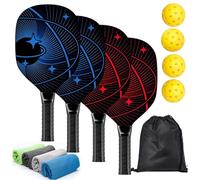 Pickleball Paddles Set with 4 Premium Balls Cooling Towels Carry Bag Ergonomic Cushion Grip Rackets Gifts for Men Women Wide Racket Area Sweet Spots Edge Guard Protection Strength Durability