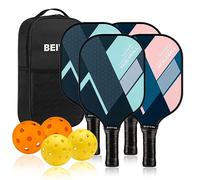 Pickleball Paddles, USAPA Standard Fiberglass Surface Pickle Ball Paddles Set of 4, Pickleball Set with 4 Rackets, 4 Pickleballs & 1 Carry Bag, Pickle Ball Paddle Set for Men, Women, Beginners & Pros