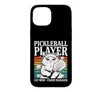 Pickleball Player Cat Mom Chaos Manager Humor Case for iPhone 15