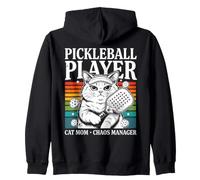 Pickleball Player Cat Mom Chaos Manager Humor Zip Hoodie