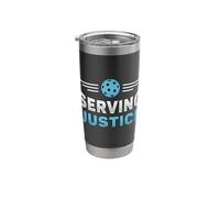 Pickleball Player Serving Justice Vintage Paddle Pickleball Stainless Steel Insulated Tumbler