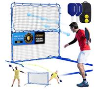 Pickleball Practice Rebounder Net with Pro Paddles Set for Dink Volley Solo Training Equipment, Mini Pickleball Net 2in1 Trainer for Outdoor Driveway Backyard and Indoor Garage, Easy Setup & Storage