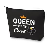 Pickleball Queen Gift Pickleball Women Makeup Bag Queen of The Court Cosmetic Bag for Pickleball Player (Pickleball Queen-BK)