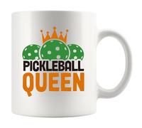 Pickleball Queen Pickleball Gifts for Women Ceramic Mug Pickleball Lovers Paddle Ball Player Coffee Cup 11 oz White (11 oz)