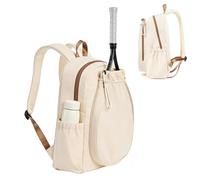Pickleball Racket Bag, Large Capacity Racket Training Pack | 500 G Polyester Waterproof Sports Backpack, Versatile Sports Equipment Holder C, Cream Colored, riferimento alla descrizione, Reference