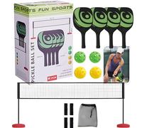 Pickleball Set with Net, 4 Paddles and 4 Balls, 9 Piece Portable Pickleball Kit Complete Game for Indoor and Outdoor Play