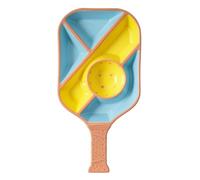 Pickleball Snack Serving Tray - Ceramic Bat Shape Snack Plate with 5 Compartments & Dip Bowl - Funny Gift for Pickleball Fans, Parties, Father's Day & Pickleball Accessories (Blue)
