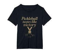 Pickleball Tastes Like Victory Gold Medal Graphic T-Shirt, Women's Plus, Black, 6X